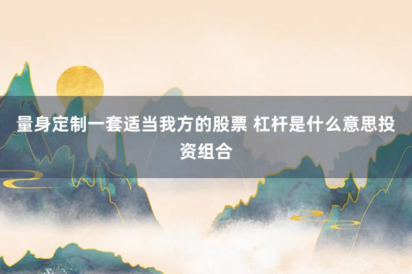 量身定制一套适当我方的股票 杠杆是什么意思投资组合