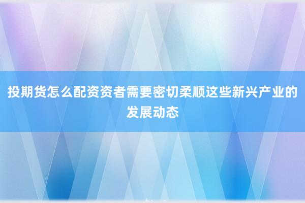 投期货怎么配资资者需要密切柔顺这些新兴产业的发展动态