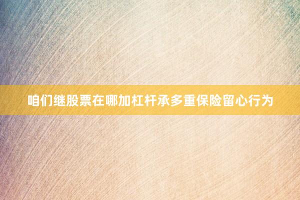 咱们继股票在哪加杠杆承多重保险留心行为