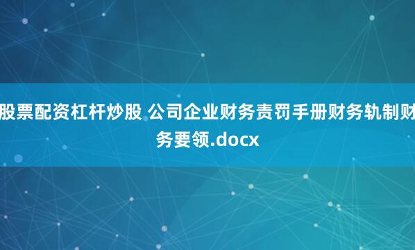 股票配资杠杆炒股 公司企业财务责罚手册财务轨制财务要领.docx