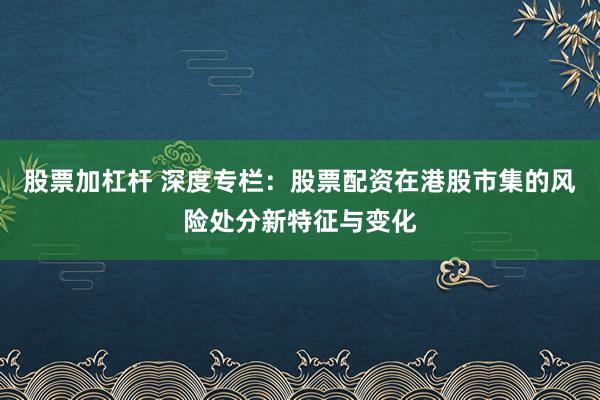 股票加杠杆 深度专栏：股票配资在港股市集的风险处分新特征与变化
