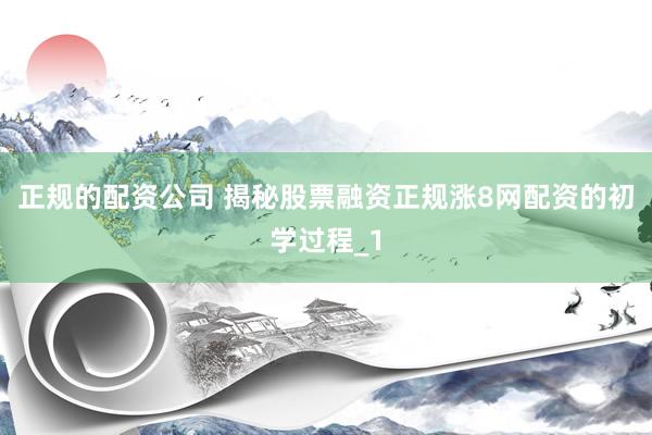 正规的配资公司 揭秘股票融资正规涨8网配资的初学过程_1
